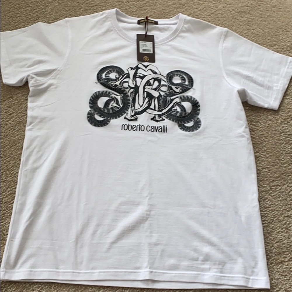 MENS ROBERTO CAVALLI T SHIRT WHITE NWT XL